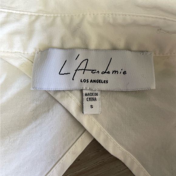 L'Academie Evianna Shirt Dress in Cream White Size Small Cut Out Open Back Bow - Picture 10 of 12